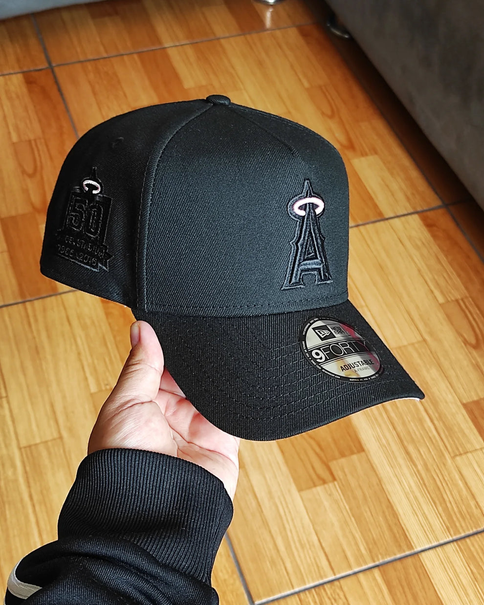 New Era Anaheim Angels 50th Anniversary Black uv pink 9Forty A-frame Snapback