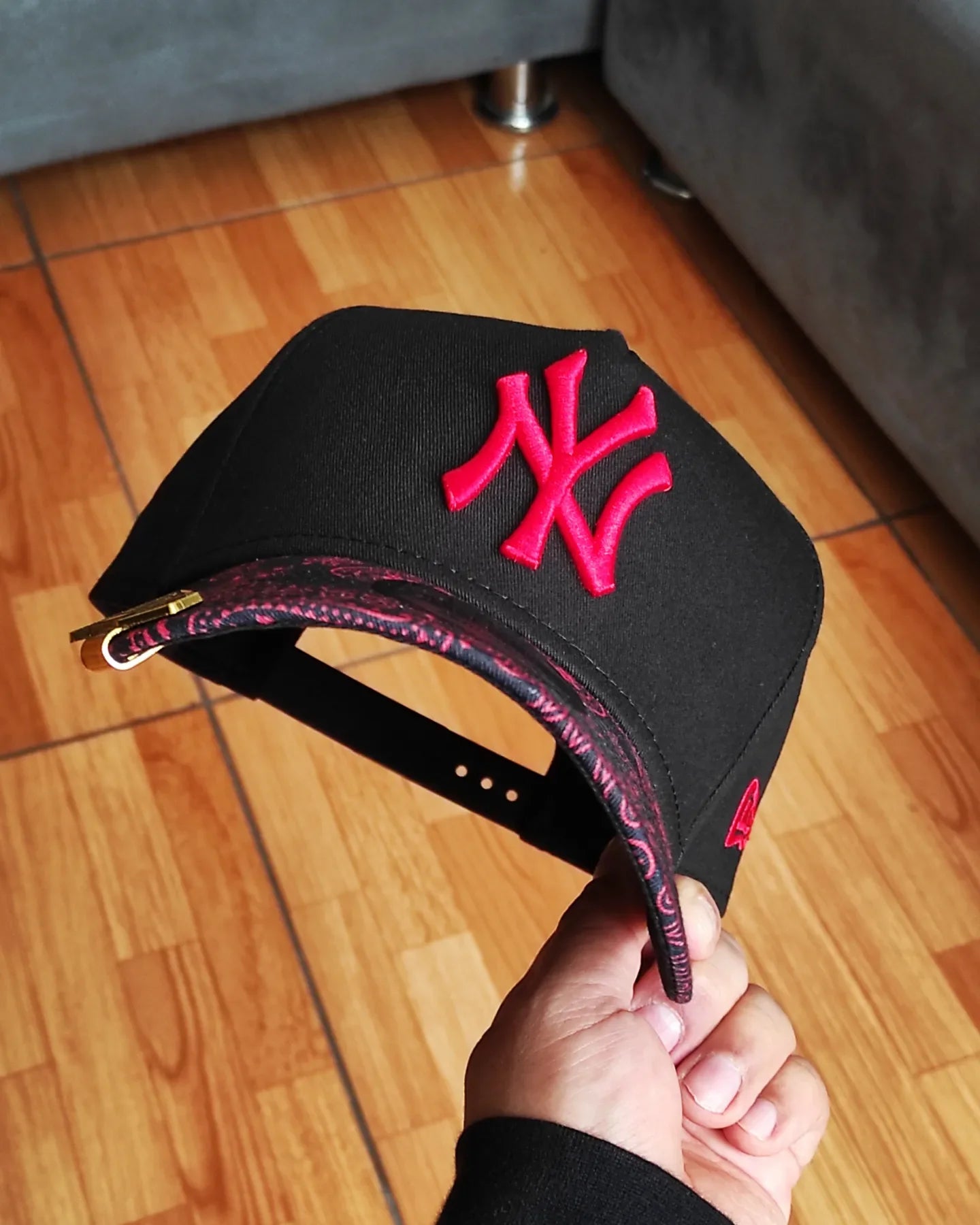 Gorra ajustable A-Frame 9FORTY negra con estampado cachemir de los New York Yankees