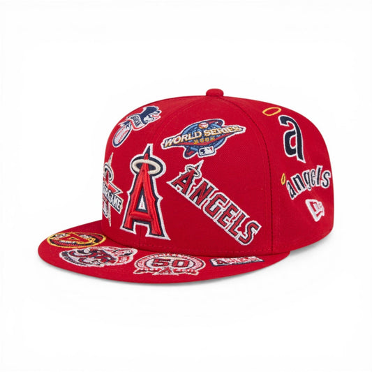 Gorra ajustada 59FIFTY New Era de los Los Angeles Angels roja con logo integral y parte inferior gris