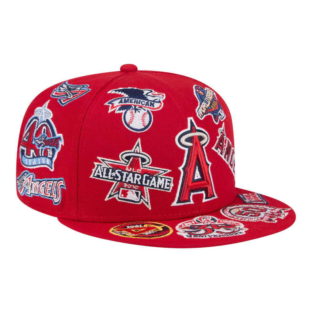 Gorra ajustada 59FIFTY New Era de los Los Angeles Angels roja con logo integral y parte inferior gris