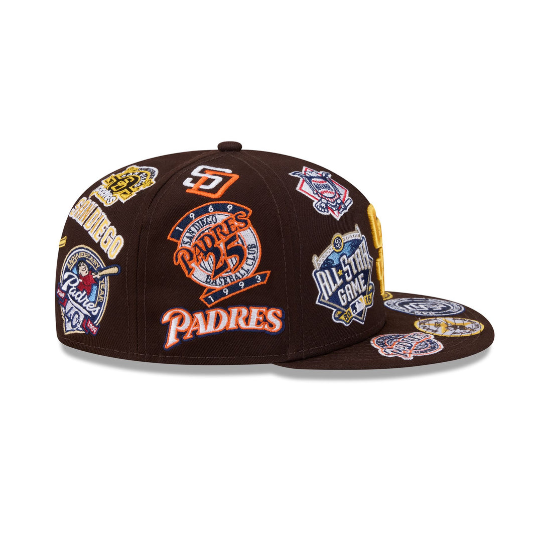 Gorra New Era 59FIFTY Fitted con el logotipo de los Padres de San Diego en marrón con parte inferior gris