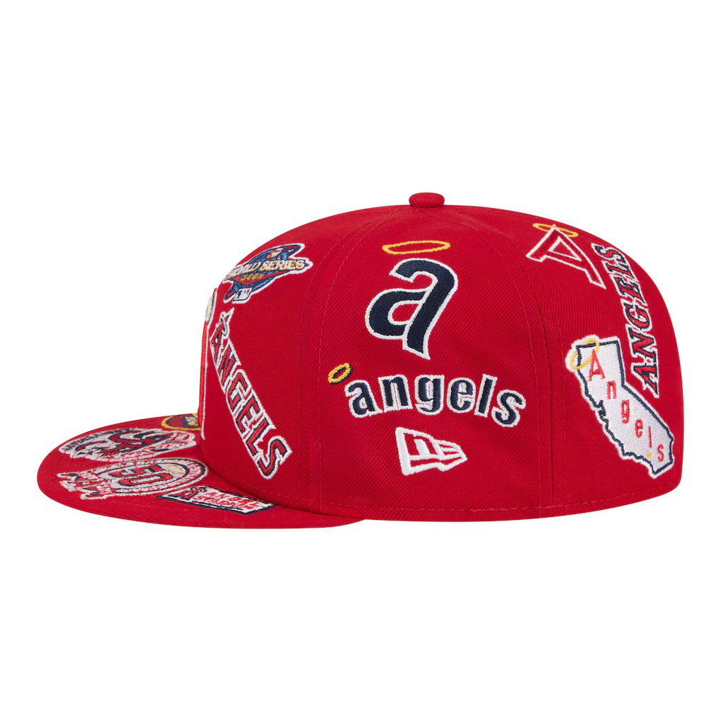 Gorra ajustada 59FIFTY New Era de los Los Angeles Angels roja con logo integral y parte inferior gris
