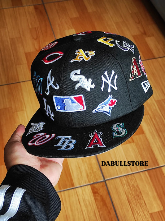 Gorra snapback New Era MLB negra 9Fifty, con logotipos de equipos de toda la liga