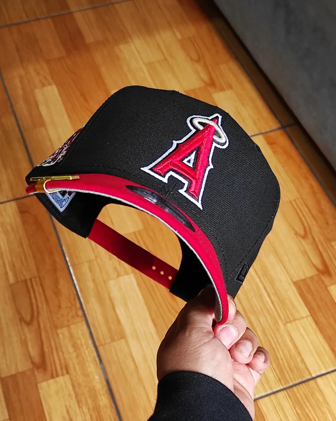 Gorra ajustable New Era Anaheim Angels 50 aniversario negra roja 9 FIFTY