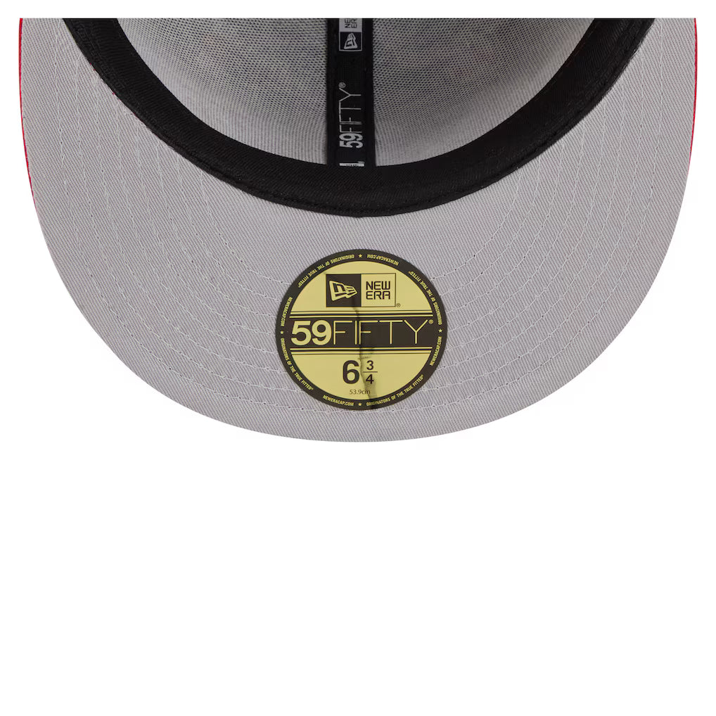 Gorra ajustada 59FIFTY New Era de los Los Angeles Angels roja con logo integral y parte inferior gris
