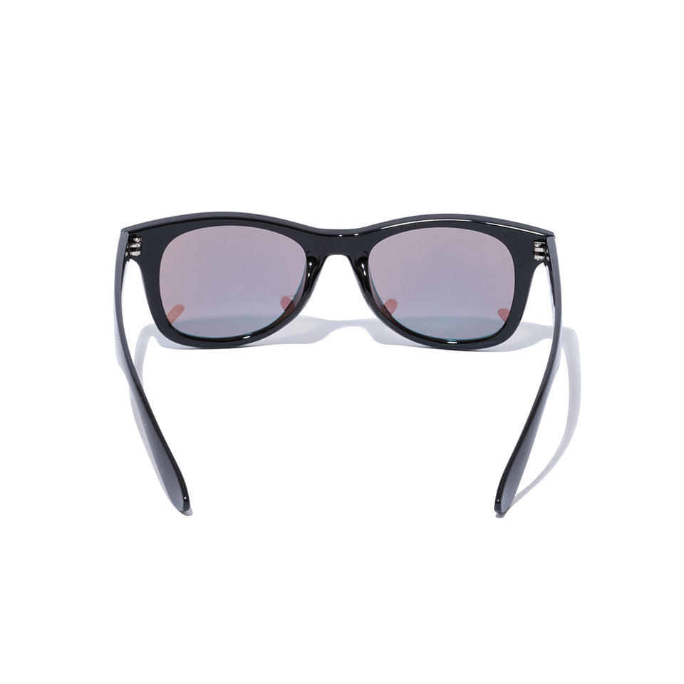 Wellington Sunglasses, Square Lenses, Gloss Black Frame, Blue Mirror New Era Lenses