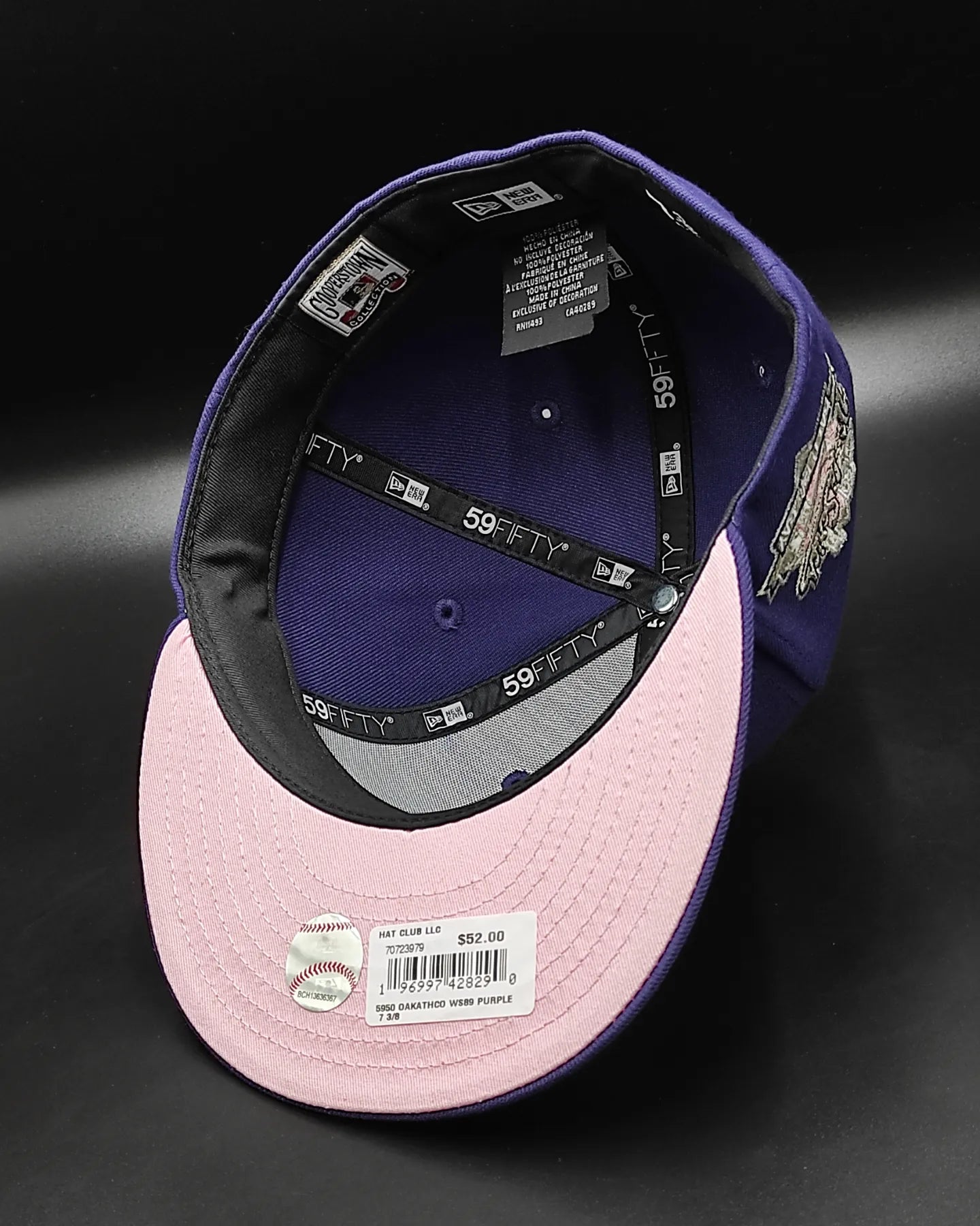 Gorra New Era Oakland Athletics 59fifty World Series parche UV rosa - morado