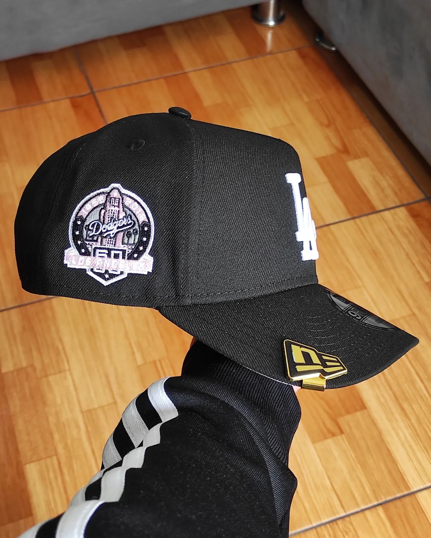Gorra Snapback New Era Los Angeles Dodgers Negra/Rosa 60 Aniversario 9Forty A-Frame