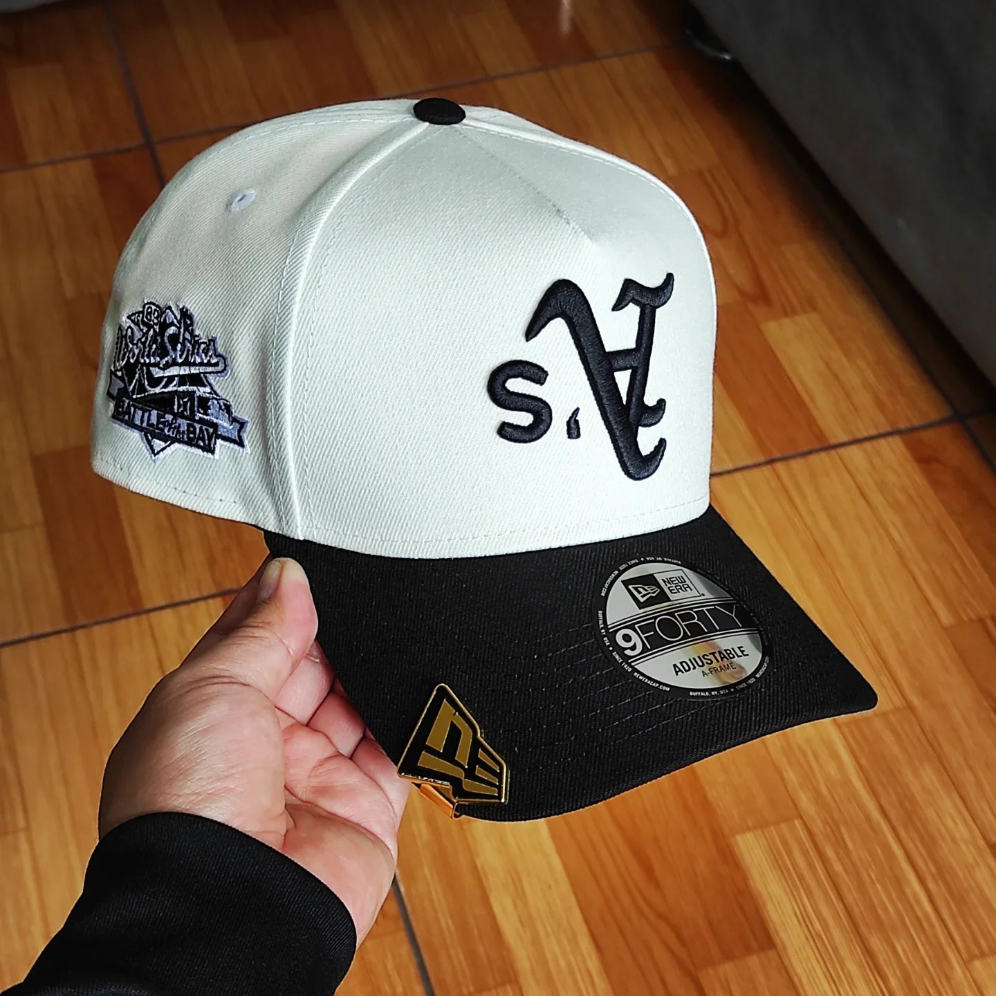 Gorra New Era Oakland Athletic Upside Down Chrome Black 2 Tone World Series 9Forty A-Frame Snapback