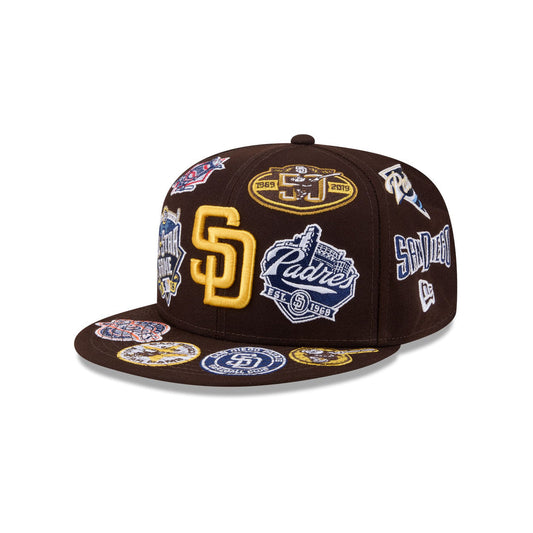 Gorra New Era 59FIFTY Fitted con el logotipo de los Padres de San Diego en marrón con parte inferior gris