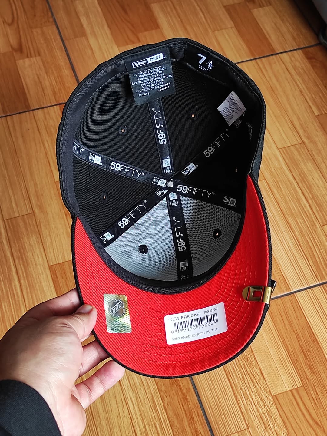Gorra ajustada 59Fifty New Era Anaheim Ducks 30th Anniversary Blackout Orange Laser Prime Edition