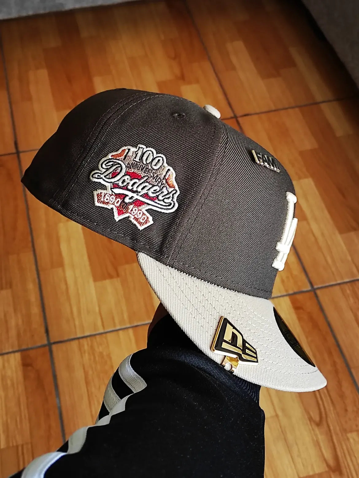 New Era 59fifty mlb los angeles dodgers 100th anniversary two tone / scarlet uv fitted cap