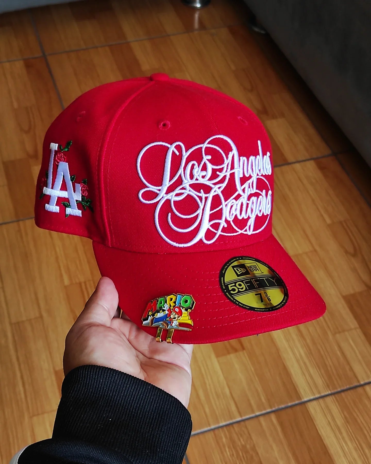 Gorra New Era Los Angeles Dodgers Script Flower roja 59 FIFTY AJUSTADA