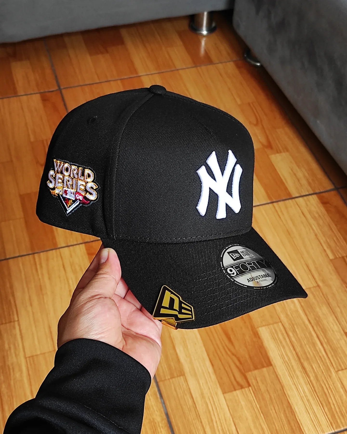 Gorra ajustable A-Frame 9Forty negra de los New York Yankees de la Serie Mundial de 2009