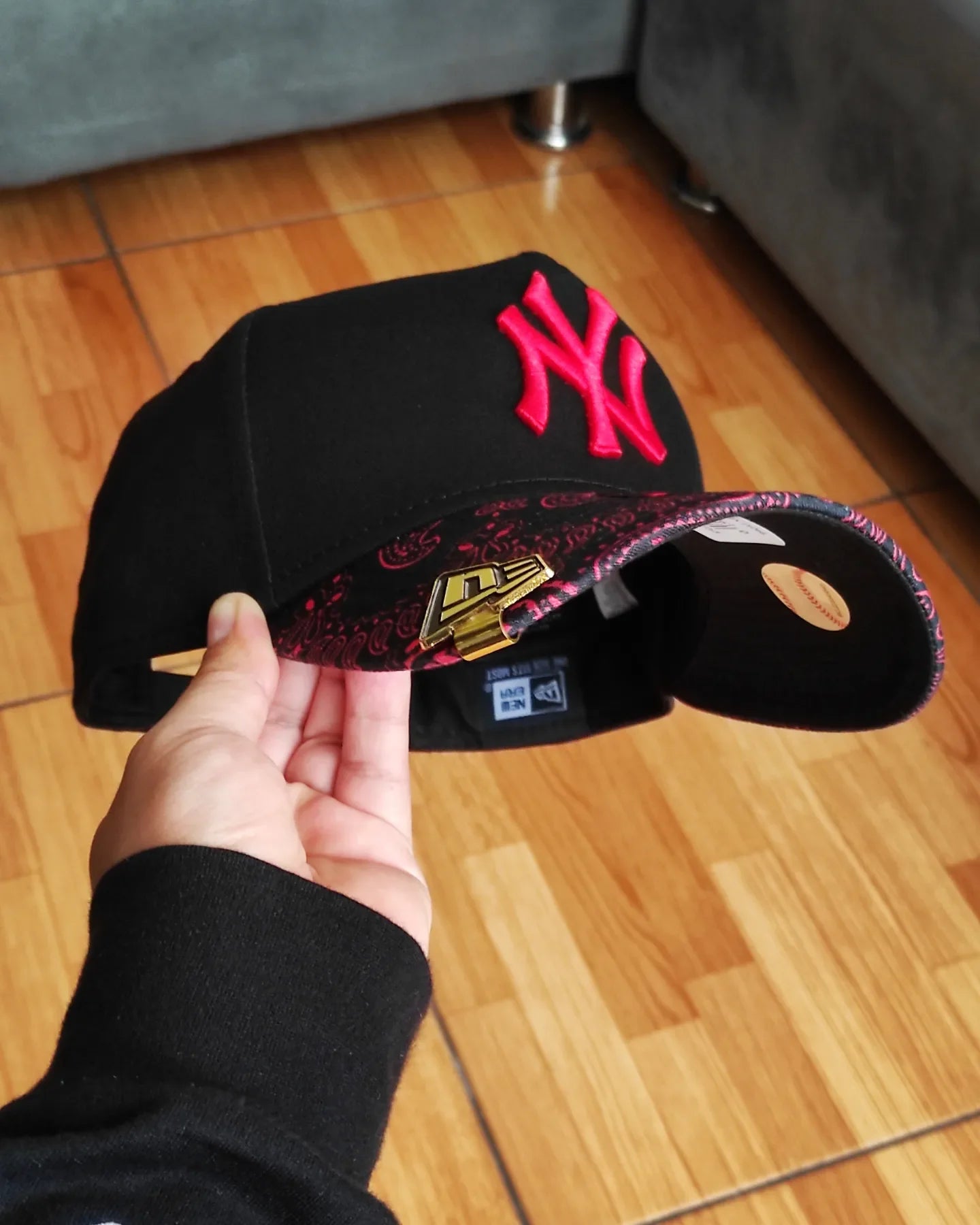 Gorra ajustable A-Frame 9FORTY negra con estampado cachemir de los New York Yankees