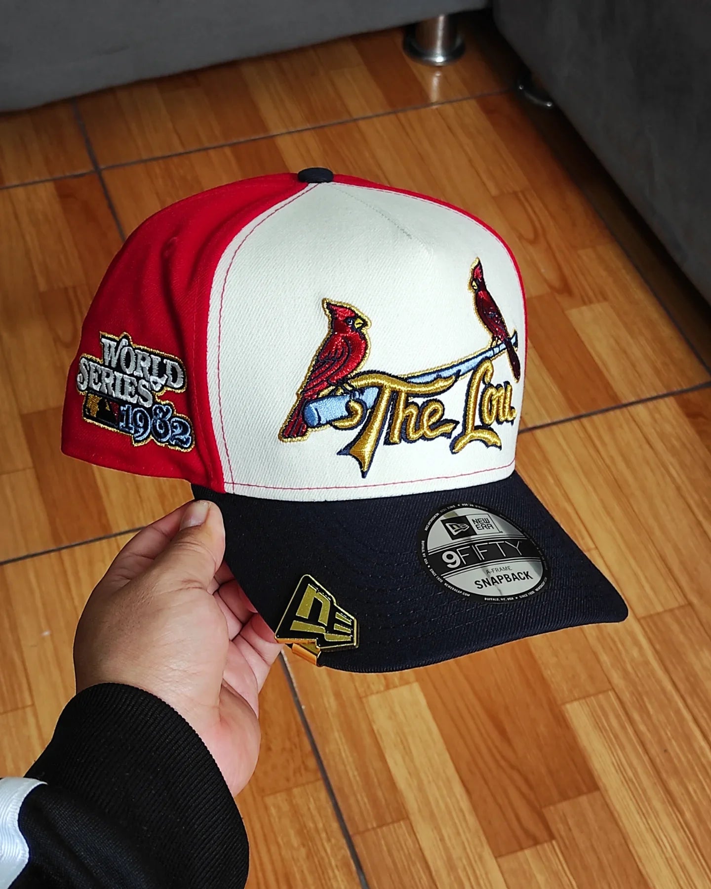 Gorra Snapback A-Frame New Era 9Fifty de los Cardenales de San Luis, Color Rojo, de la Serie Mundial de 1982