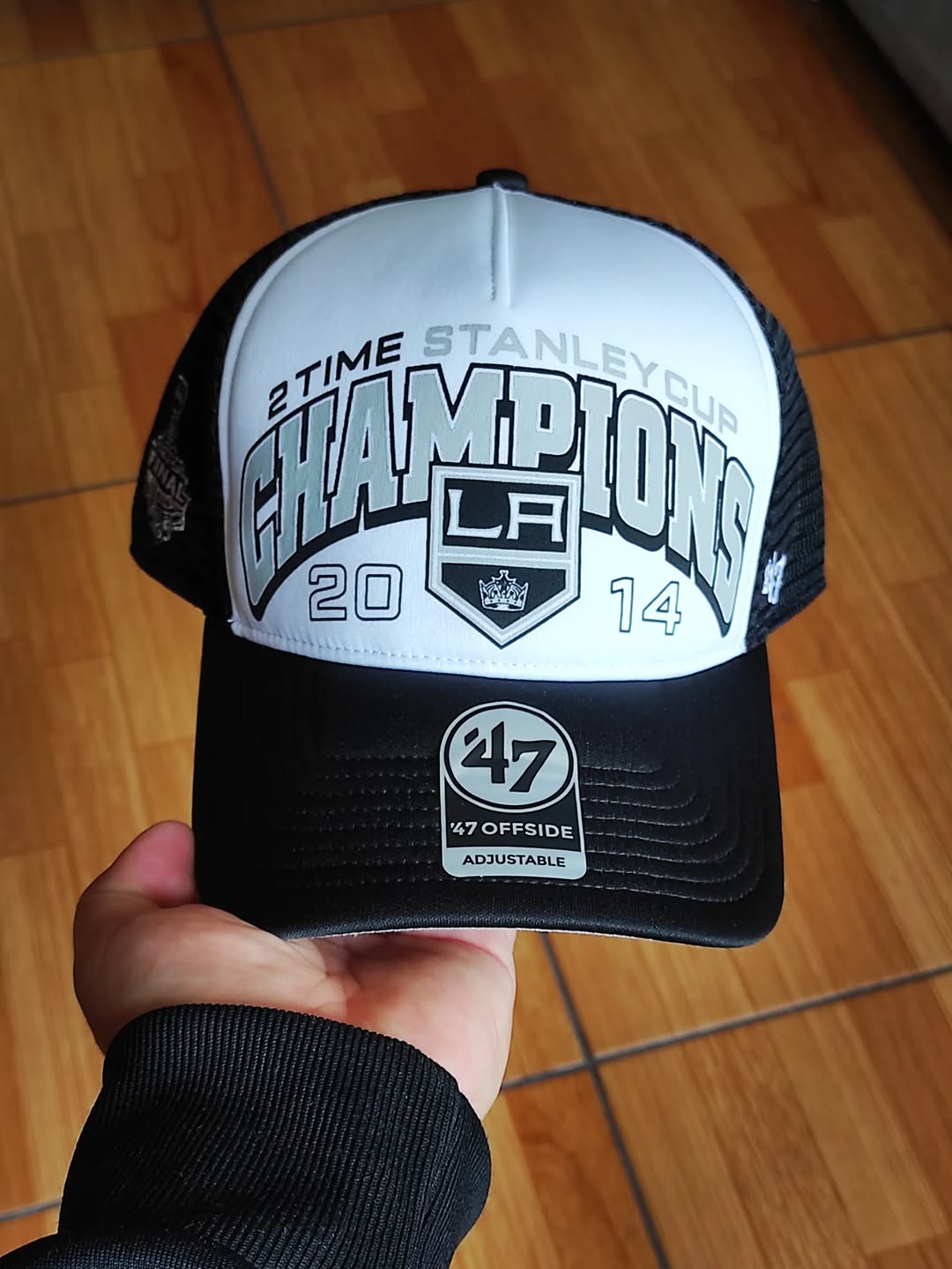 Gorra trucker snapback de espuma negra vintage de los Los Angeles Kings de 47Brand, Copa Stanley 2014