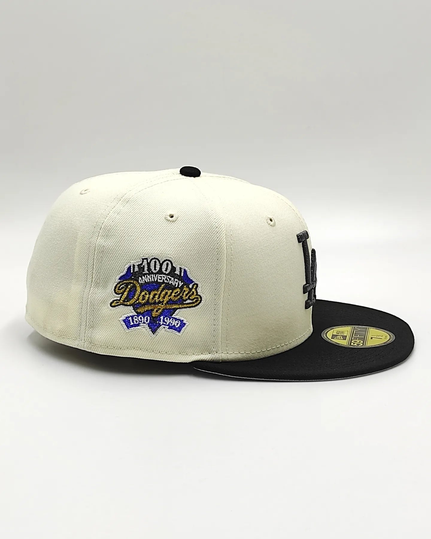 Gorra ajustada 59fifty New Era Los Angeles Dodgers edición dos tonos metálica cromada 100 aniversario