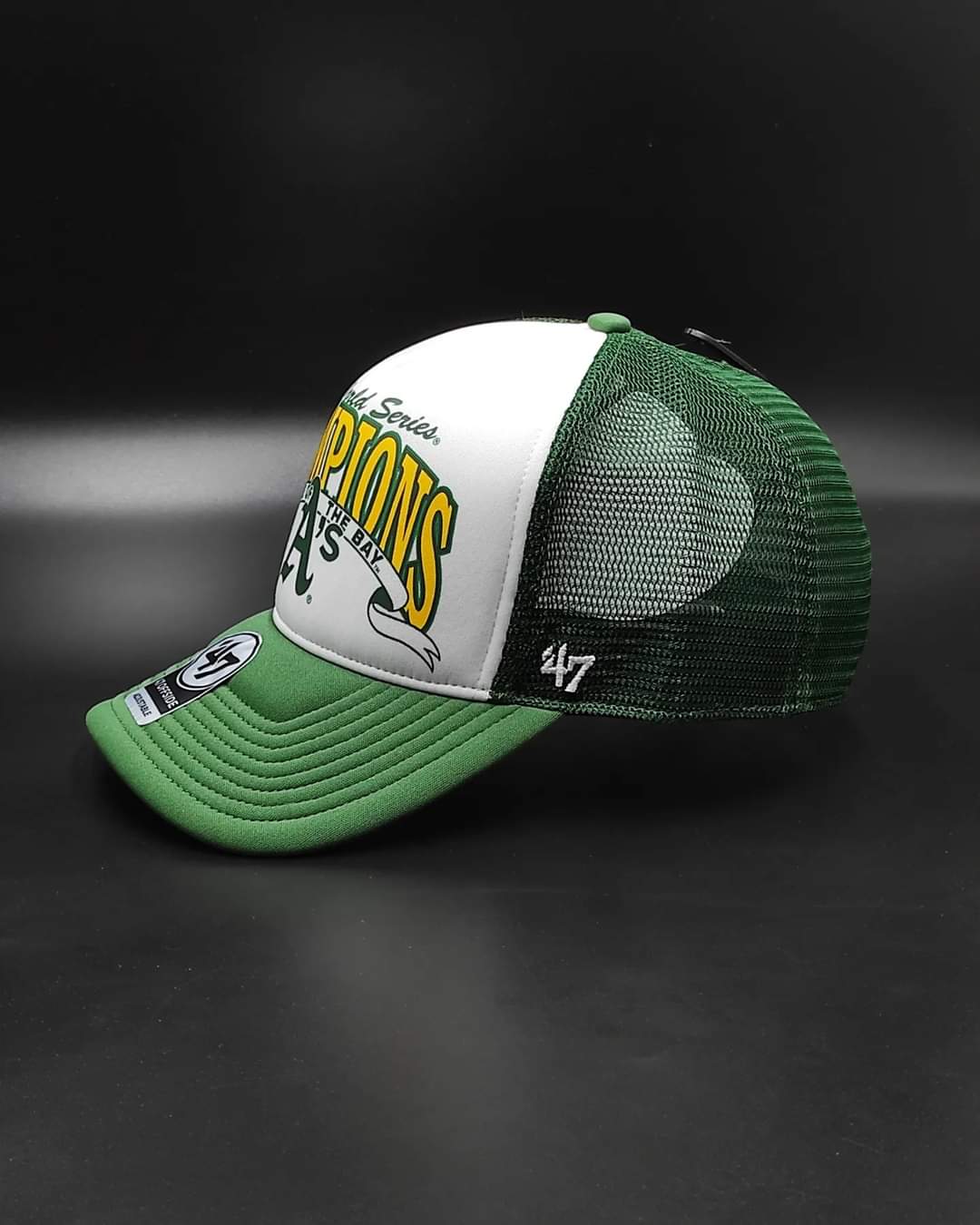 Gorra snapback trucker champ offside de espuma verde oscuro de la Serie Mundial de los Oakland Athletics de 47 Brand
