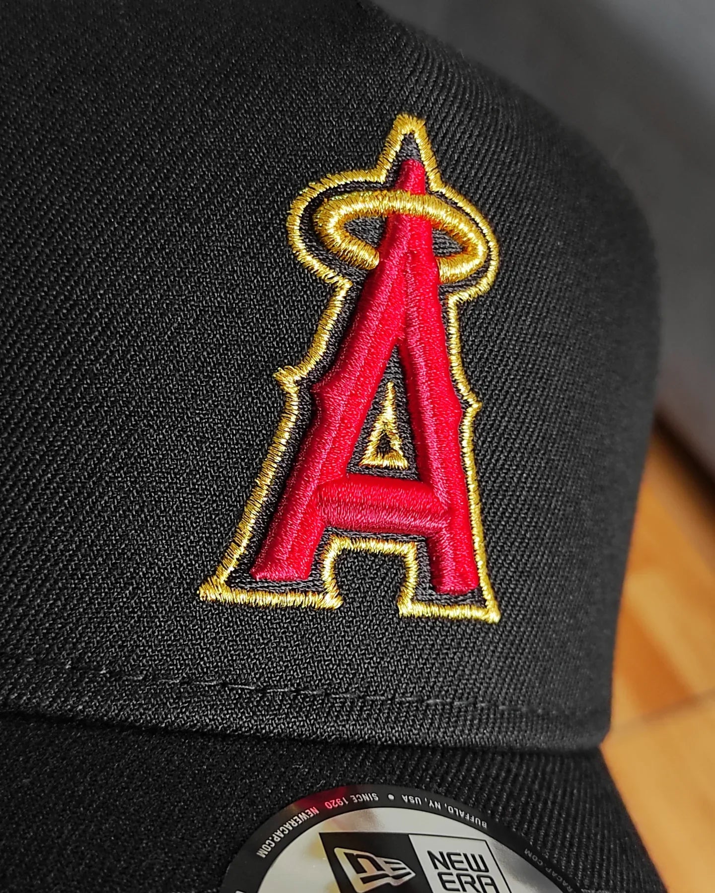 New Era Anaheim Angels campeones mundiales 20 aniversario negro rojo gorra 9forty a-frame snapback