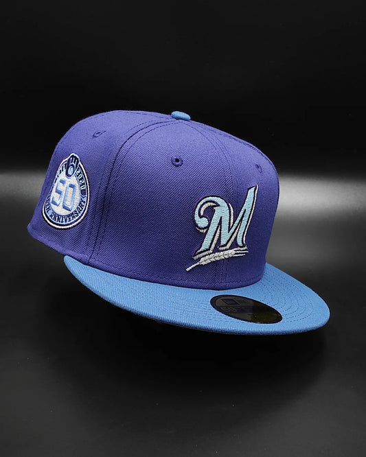 Gorra New Era 59fifty Milwaukee Brewers 50 aniversario - índigo morado