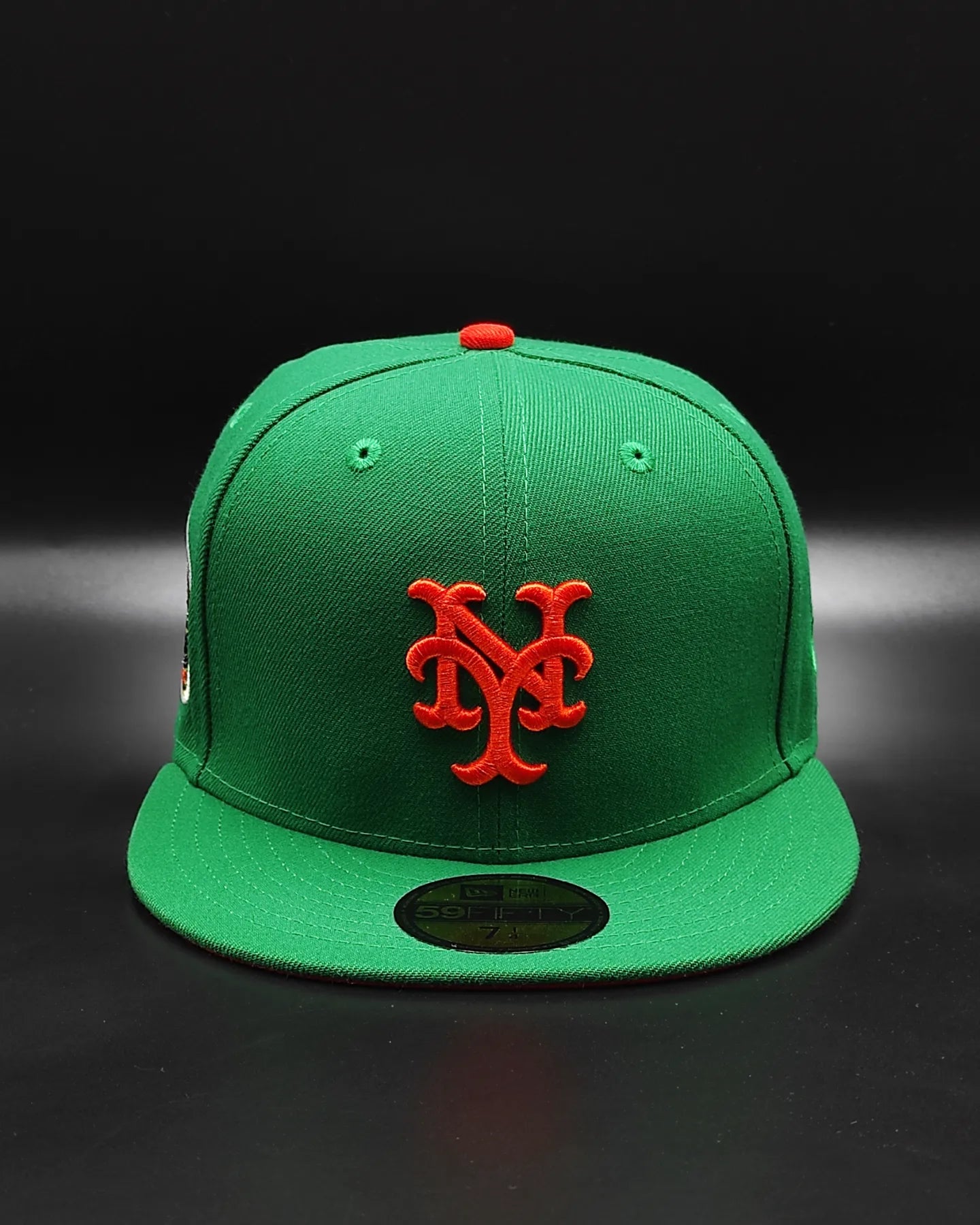 Gorra ajustada New Era 59Fifty con parche lateral de la Serie Mundial de 1969 de los Green New York Mets con parte inferior naranja