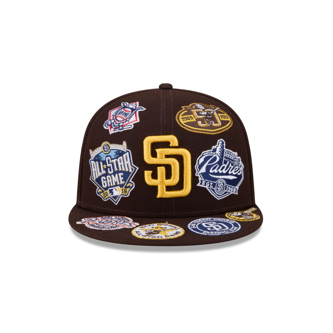 Gorra New Era 59FIFTY Fitted con el logotipo de los Padres de San Diego en marrón con parte inferior gris