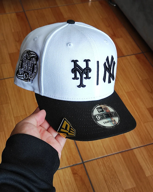 Gorra New Era New York Yankees vs Mets Subway Series negra y blanca 9FIFTY con cierre ajustable