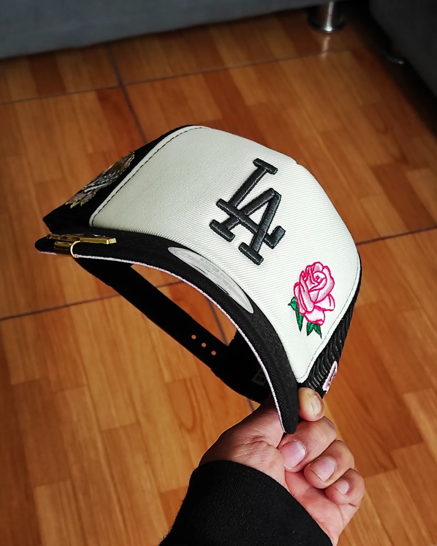 Gorra snapback New Era A-FRAME de espuma con parche del 100 aniversario de Los Angeles Dodgers, color rosa