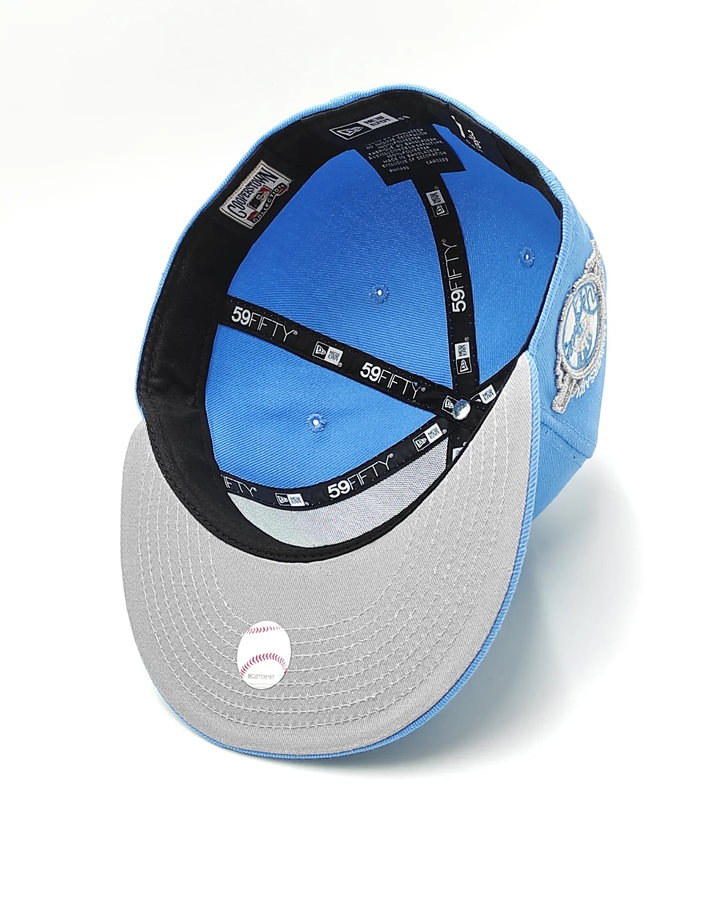 New York Yankees 100 aniversario New Era 59Fifty ajustada - azul cielo, blanco, plateado - brilla en la oscuridad