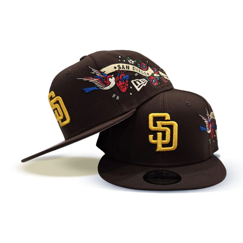 Gorra New Era 9Fifty Snapback San Diego Padres Gray Bottom City Art Side Patch - Marrón
